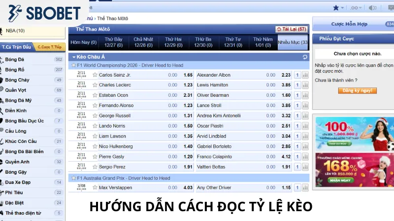 Hướng dẫn cách đọc tỷ lệ kèo